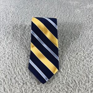 Tommy Hilfiger Mens Navy Blue Yellow Stripe Necktie Silk Blend